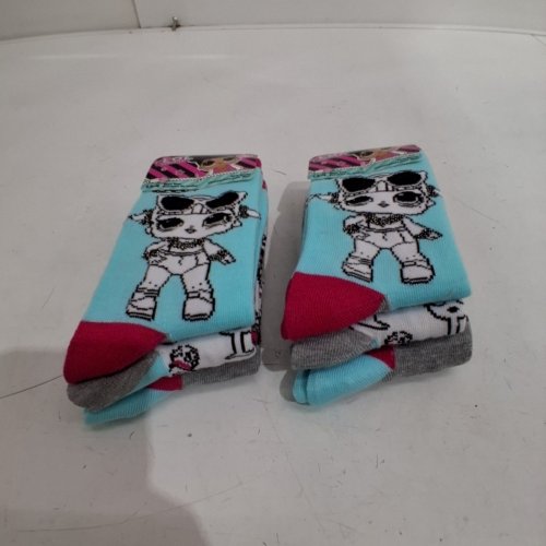 2 (3PR) GIRL'S LOL SURPRISE SOCKS - SHOE SIZE 13-4 - TURQUOISE, PINK AND GRAY image 2