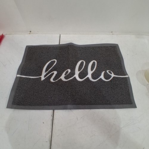 NON-SLIP "HELLO" DOOR MAT - 30" X 17" - GREY image 2