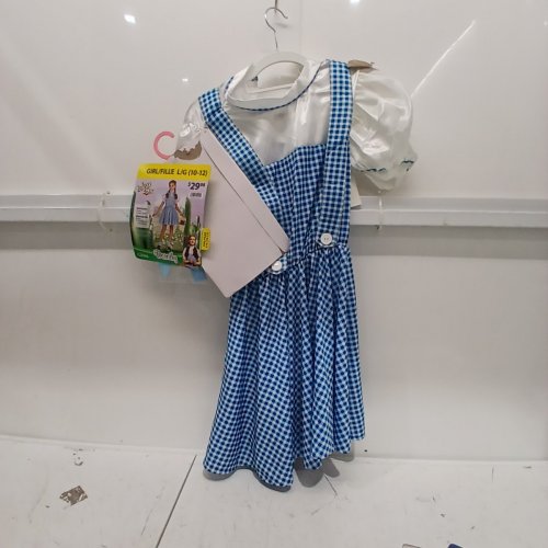 3PC RUBIES WIDARD OF OZ DOROTHY COSTUME - LARGE (10-12) - BLUE AND WHITE image 3