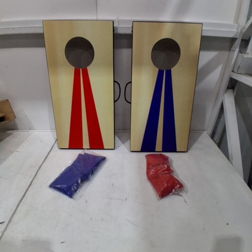 GOSPORTS PORTABLE SIZE CORNHOLE GAME SET WITH 6 BEAN BAG - 2FT X 1FT - WOOD/BLUE/RED (MODEL : CH-03-MDF-WOOD) image 2