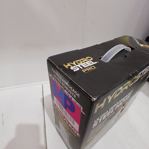 HYDROSTEEL PRO HEAVY DUTY STEEL HOSE WITH NOZZLE - 50FT, 5/8", 600 PSI - BLACK GOLD image 3