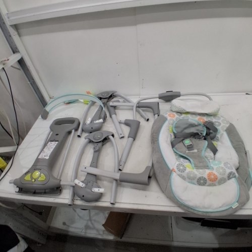 INGENUITY BRIGHT STARTS SWING 'N GO PORTABLE SWING WITH MULTIPLE SOUNDS/SWING SETTINGS, 20LBS CAPACITY - HUGS & HOOTS - GREY/TEAL/WHITE (MODEL: 10247-ES) image 3