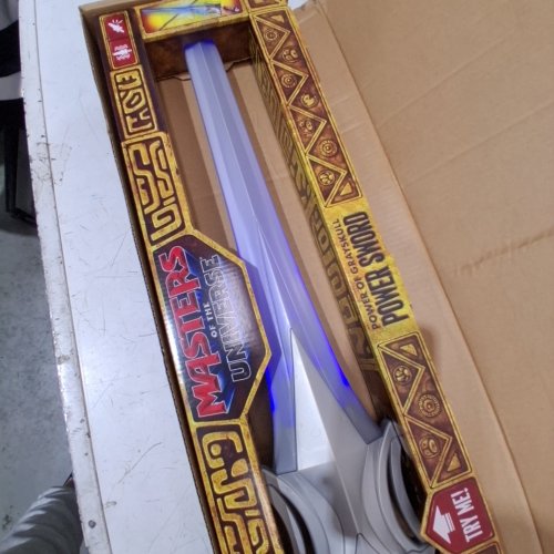 MASTERS OF THE UNIVERSE HE-MAN POWERS OF GRAYSKULL SWORD WITH LIGHTS DIALOGUE SOUNDS & VIBRATION - 27" - GREY (MODEL:JKJ17) image 2