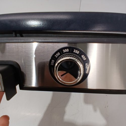 GOURMIA 3-IN-1 ELECTRIC GRILL / GRIDDLE WITH REMOVABLE NONSTICK REVERSIBLE CERAMIC PLATES - ADJUSTABLE 250-400°F DUAL COOKING ZONES - BLACK / BLUE (MODEL: GEG1430) image 3