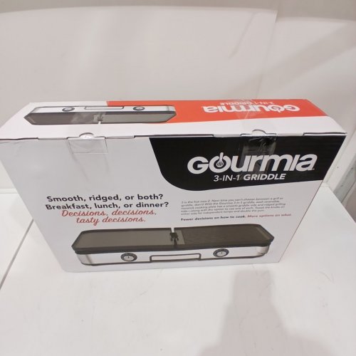 GOURMIA 3-IN-1 ELECTRIC GRILL / GRIDDLE WITH REMOVABLE NONSTICK REVERSIBLE CERAMIC PLATES - ADJUSTABLE 250-400°F DUAL COOKING ZONES - BLACK / BLUE (MODEL: GEG1430) image 7
