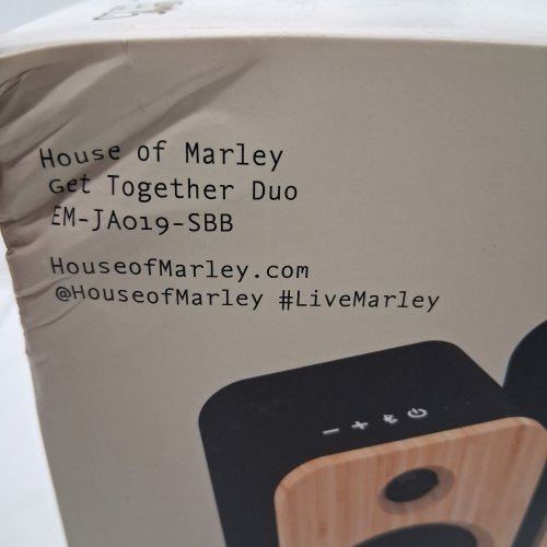 HOUSE OF MARLEY GET TOGETHER DUO WIRELESS BLUETOOTH BOOKSHELF SPEAKERS - NATURAL/SIGNATURE BLACK (MODEL: EM-JA019-SBB) image 4