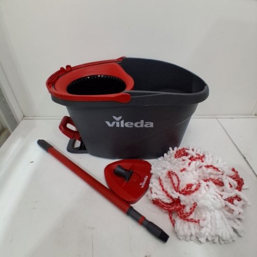 VILEDA EASYWRING MICROFIBRE EXTENDABLE SPIN MOP & BUCKET EASYWRING FLOOR CLEANING SYSTEM - RED/GREY image 2