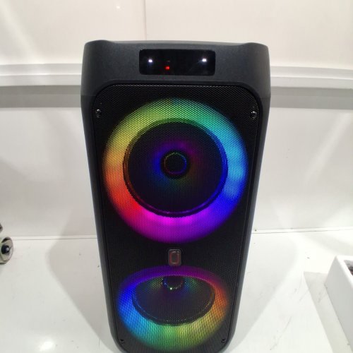 JYX PORTABLE SPEAKER & KARAOKE MACHINE WITH LED LIGHTS, 2 MICROPHONES, REMOTE CONTROL & BLUETOOTH CONNECTION - DUAL 8" SUBWOOFER - BLACK (MODEL: JYX-T9) image 2