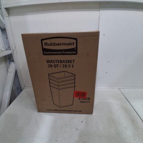 4PK RUBBERMAID RECTANGULAR WASTEBASKET TRASH CAN - 28QT/26.5L - BLACK (MODEL: 2063171) image 4