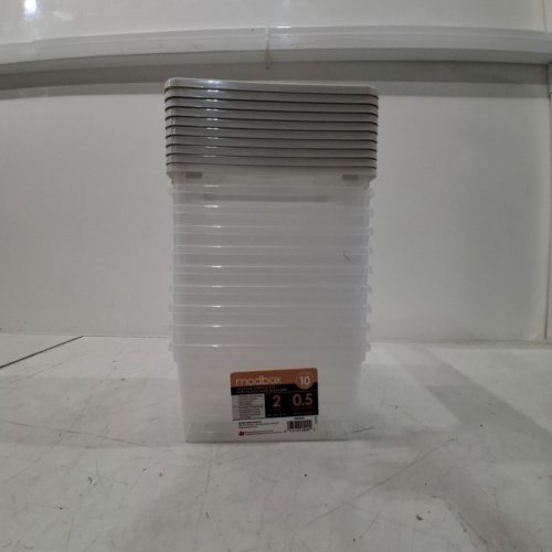 10PC MODBOX MODULAR STORAGE BOX - 0.5 GAL - 7.3" X 6.4" X 3.8" - CLEAR (ITEM: 20000) image 2