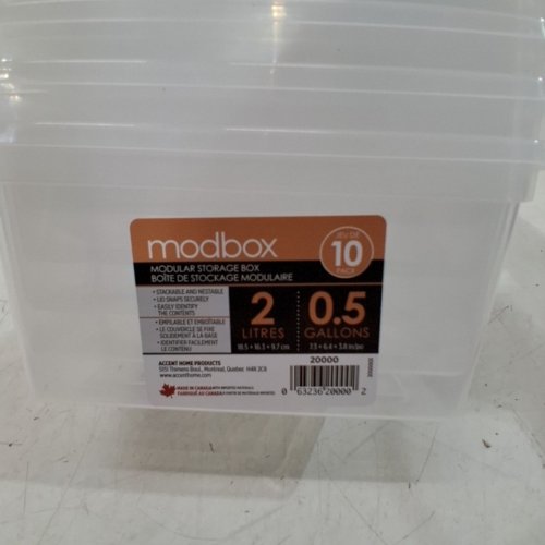 10PC MODBOX MODULAR STORAGE BOX - 0.5 GAL - 7.3" X 6.4" X 3.8" - CLEAR (ITEM: 20000) image 3