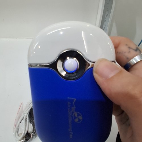 RECHARGEABLE HANDHELD MINI AIR CONDITIONING FAN - BLUE image 2