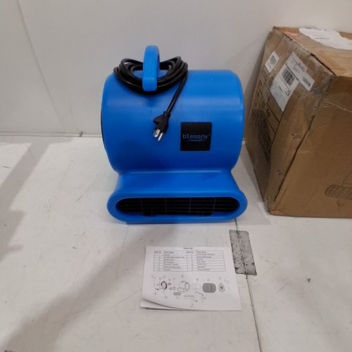 BLESSNY CARPET DRYER BLOWER FAN WITH 2 OUTLETS - 1/2HP - 2200CFM - 15FT CORD - 3 SPEEDS - BLUE (MODEL: AR110035) image 3