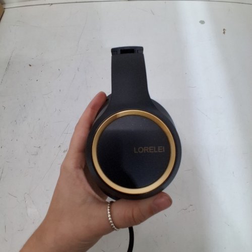 LORELEI OVER-EAR LIGHTWEIGHT PORTABLE FOLDABLE WIRED HEADPHONES WITH MICROPHONE - BLACK/GOLD (MODEL: X8) image 3