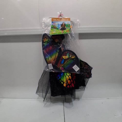 RAINBOW BUTTERFLY COSTUME DRESS - MEDIUM (8-10) - BLACK MULTICOLOR image 2