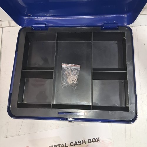 SMALL METAL CASH BOX WITH KEY LOCK - 6.5" X 8" - BLUE image 4