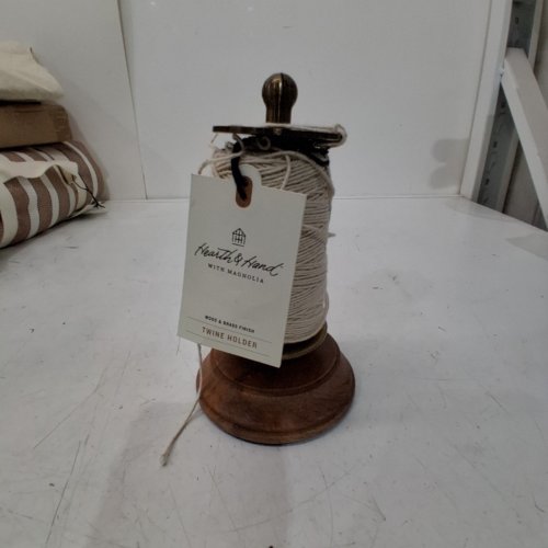 HEARTH & HAND WITH MAGNOLIA WOOD & BRASS FINISH TWINE HOLDER - 7" - BROWN/BRASS image 2