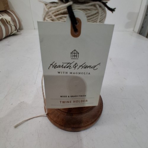 HEARTH & HAND WITH MAGNOLIA WOOD & BRASS FINISH TWINE HOLDER - 7" - BROWN/BRASS image 3