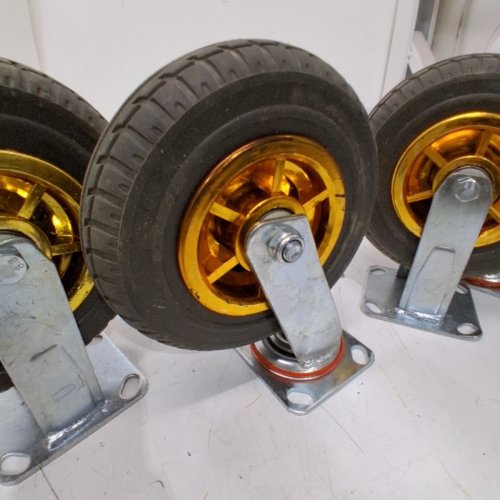4PC BBTEQEKN HEAVY DUTY SWIVEL CASTER WHEELS - 8" - GREY/GOLD image 4