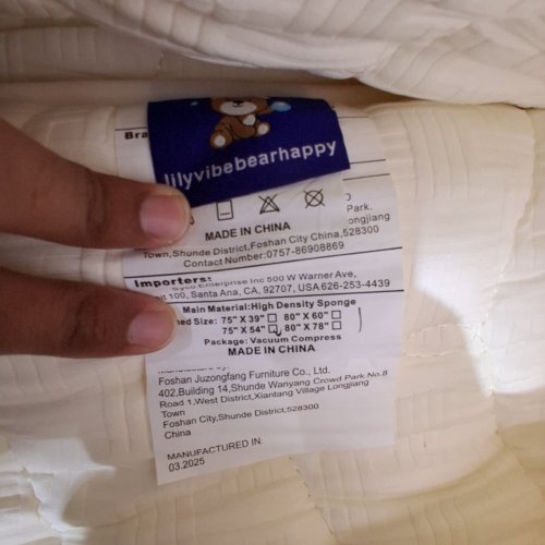 LILYVIBEBEARHAPPY PREMIUM HIGH-DENSITY FOAM MATTRESS TOPPER - FULL - 75" X 54" - WHITE (MODEL: BSZJ-01) image 4