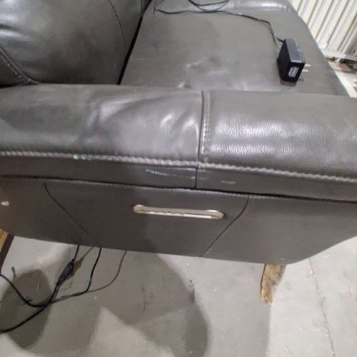 PROSPERA HOME ARNER TOP GRAIN LEATHER POWER RECLINIGN LOVESEAT - GREY (MODEL: 1894488) image 5