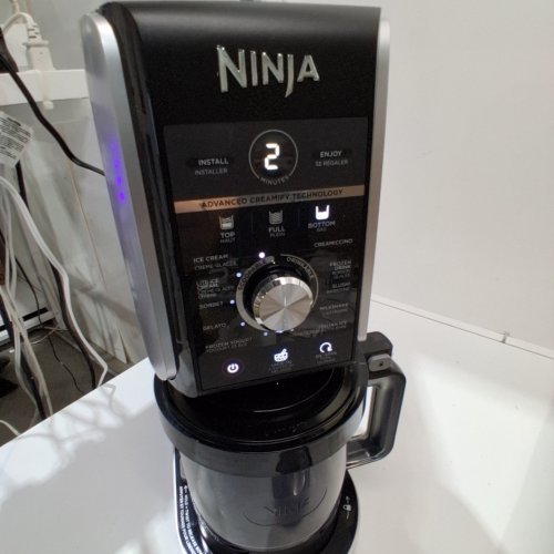 NINJA CREAMI XL DELUXE ICE CREAM AND FROZEN TREAT MAKER WITH 2 PINTS/LIDS - 24OZ CONTAINERS - BLACK/GREY (MODEL: CN551CCO) image 2