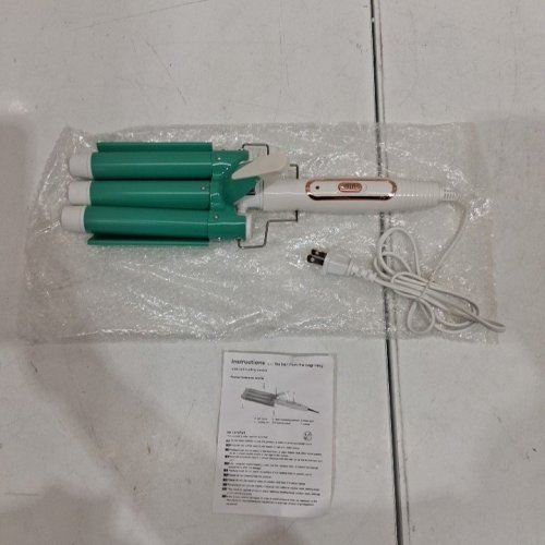 VERSATILE ROTATING CORD TRIPLE-BARREL HAIR CURLER - WHITE/GREEN/ROSE GOLD image 3