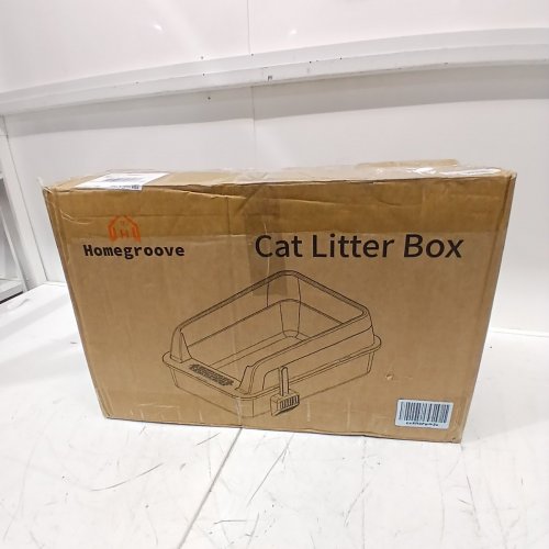 2PK HOMEGROOVE CAT LITTER BOX WITH LID HIGH SIDES AND SCOOP 23" - GREY image 3