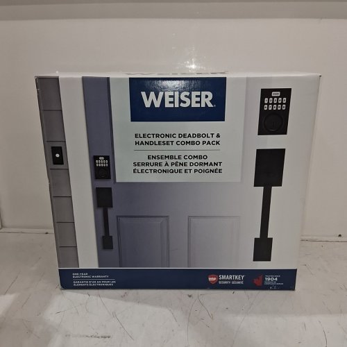 WEISER ELECTRONIC KEYPAD DEADBOLT LOCK & HANDLE SET COMBO PACK - BLACK (MODEL: 1983676) image 9