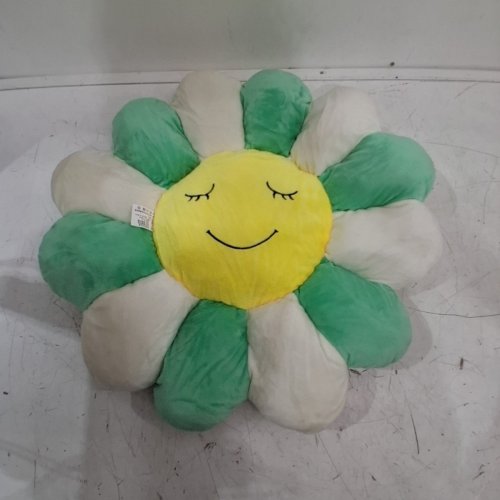 PLUSH REVERSIBLE SUNFLOWER THROW PILLOW - 17" - WHITE/GREEN/YELLOW image 3