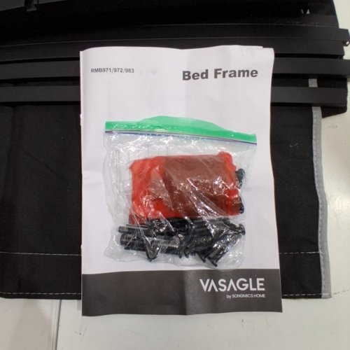 VASAGLE BED FRAME WITH UPHOLSTERED HEAD BOARD - TWIN - GREY (STYLE: RMB971/972/983) image 6