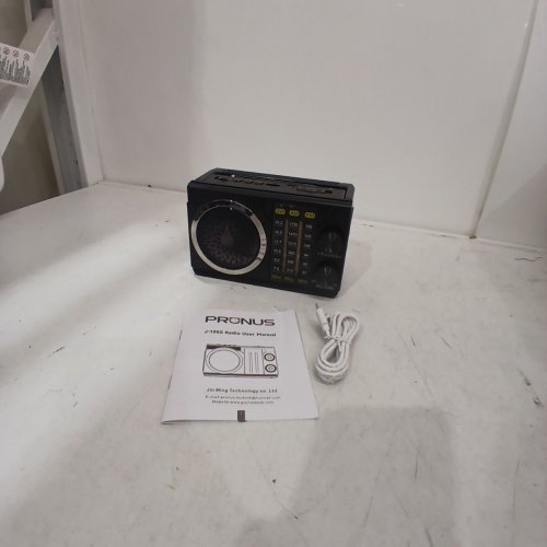 PRONUS PORTABLE SOLAR AM/FM RADIO WITH EMERGENCY LIGHT - BLACK (MODEL: J-135S) image 3