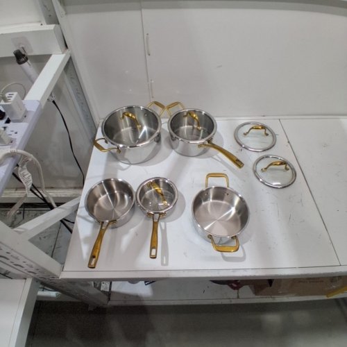 10PC LAGOSTINA ELEGANCE COOKWARE SET - VARIOUS SIZES - SILVER/BRONZE (MODEL: L415.6296.12) image 3
