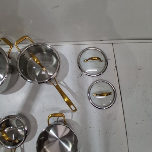 10PC LAGOSTINA ELEGANCE COOKWARE SET - VARIOUS SIZES - SILVER/BRONZE (MODEL: L415.6296.12) image 4