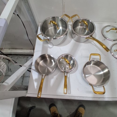 10PC LAGOSTINA ELEGANCE COOKWARE SET - VARIOUS SIZES - SILVER/BRONZE (MODEL: L415.6296.12) image 5