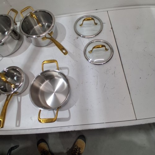 10PC LAGOSTINA ELEGANCE COOKWARE SET - VARIOUS SIZES - SILVER/BRONZE (MODEL: L415.6296.12) image 6
