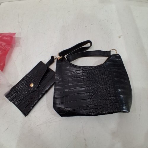 2PC WOMAN'S FASHION CASUAL SHOULDER BAG WITH WALLET - BLACK image 2