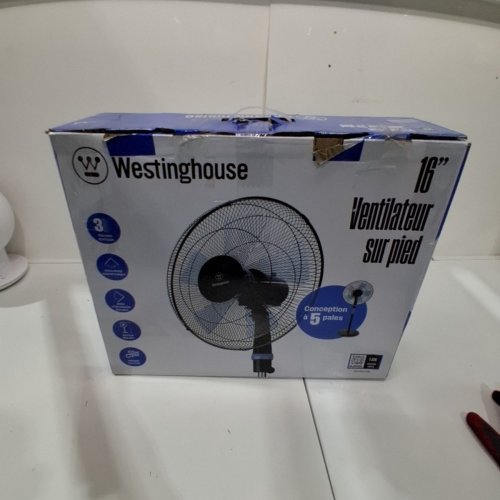 WESTINGHOUSE ADJUSTABLE HEIGHT OSCILLATING PEDESTAL FAN - 16" - BLACK/BLUE (MODEL: WSFSB1601BL) image 8