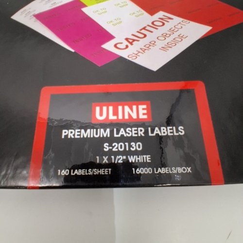100PK ULINE PREMIUM LASER LABELS - 1" X 1/2" - WHITE (MODEL: S-20130) image 2