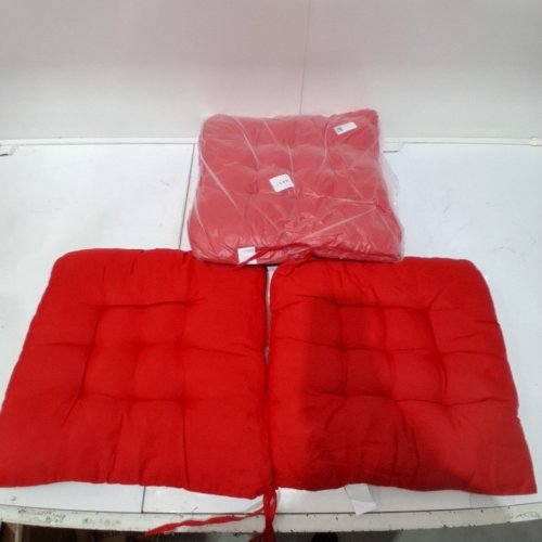 4PK CHAIR CUSHIONS FOR DINING CHAIRS - 15.5" X 15.5" - RED image 2