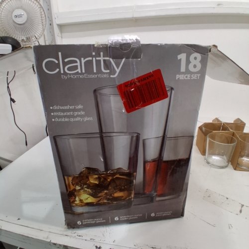 18PC HOME ESSENTIALS CLARITY GLASS DRINKWARE SET - 13 OZ / 17 OZ / 7 OZ - CLEAR image 2