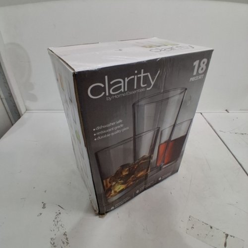 18PC HOME ESSENTIALS CLARITY GLASS DRINKWARE SET - 13 OZ / 17 OZ / 7 OZ - CLEAR image 5
