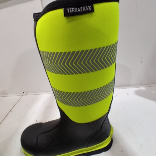 MENS TERRATRAX WATERPROOF STEEL TOE NEOPRENE MUCK MUD BOOTS WITH ANTI-SLIP OUTSOLE - 9 - YELLOW/BLACK - (STYLE: BJ02-N8) image 7
