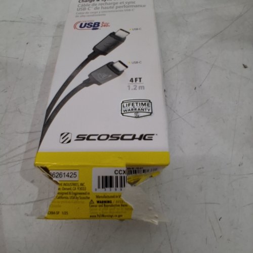 SCOSCHE HIGH PERFORMANCE USB-C TO USB-C BRAIDED CABLE - 4 FT - BLACK image 2