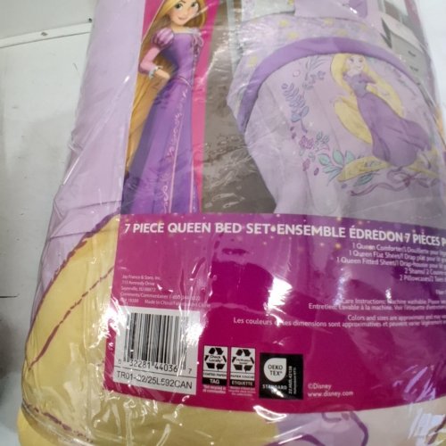 7PC JAY FRANCO DISNEY'S PRINCESS RAPUNZEL BEDDING COMFORTER SET - QUEEN - PURPLE/YELLOW image 2