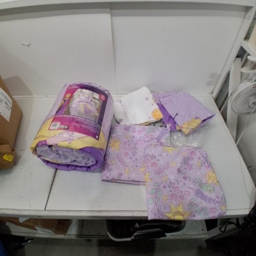 7PC JAY FRANCO DISNEY'S PRINCESS RAPUNZEL BEDDING COMFORTER SET - QUEEN - PURPLE/YELLOW image 3