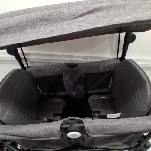 YMCLUB DOUBLE WAGON STROLLER WITH CANOPY - 350 LBS CAPACITY - GREY (ITEM: ETD067GR) image 4