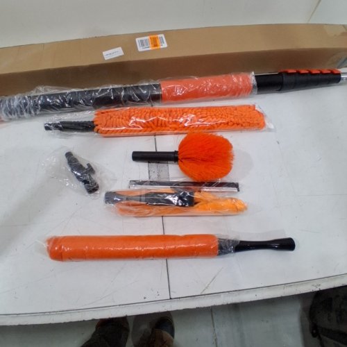 5PC TONYINGO HIGH REACH CLEANING POLE WITH DUSTER, SCRUB WAND, AND SQUEEGEE - 25FT - ORANGE/BLACK image 4