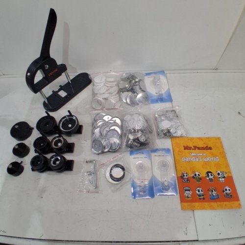 300PC 3-IN-1 BUTTON BADGE PUNCH PRESS MACHINE KIT WITH CIRCLE CUTTERS AND PANDA BOOK - 1"/1.25"/2.28" (25MM/32MM/58MM) - BLACK (MODEL: JMB-X3) image 2