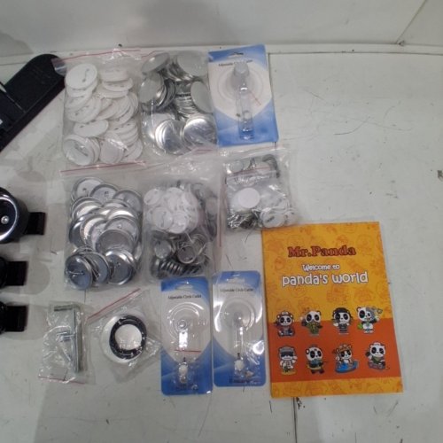 300PC 3-IN-1 BUTTON BADGE PUNCH PRESS MACHINE KIT WITH CIRCLE CUTTERS AND PANDA BOOK - 1"/1.25"/2.28" (25MM/32MM/58MM) - BLACK (MODEL: JMB-X3) image 3